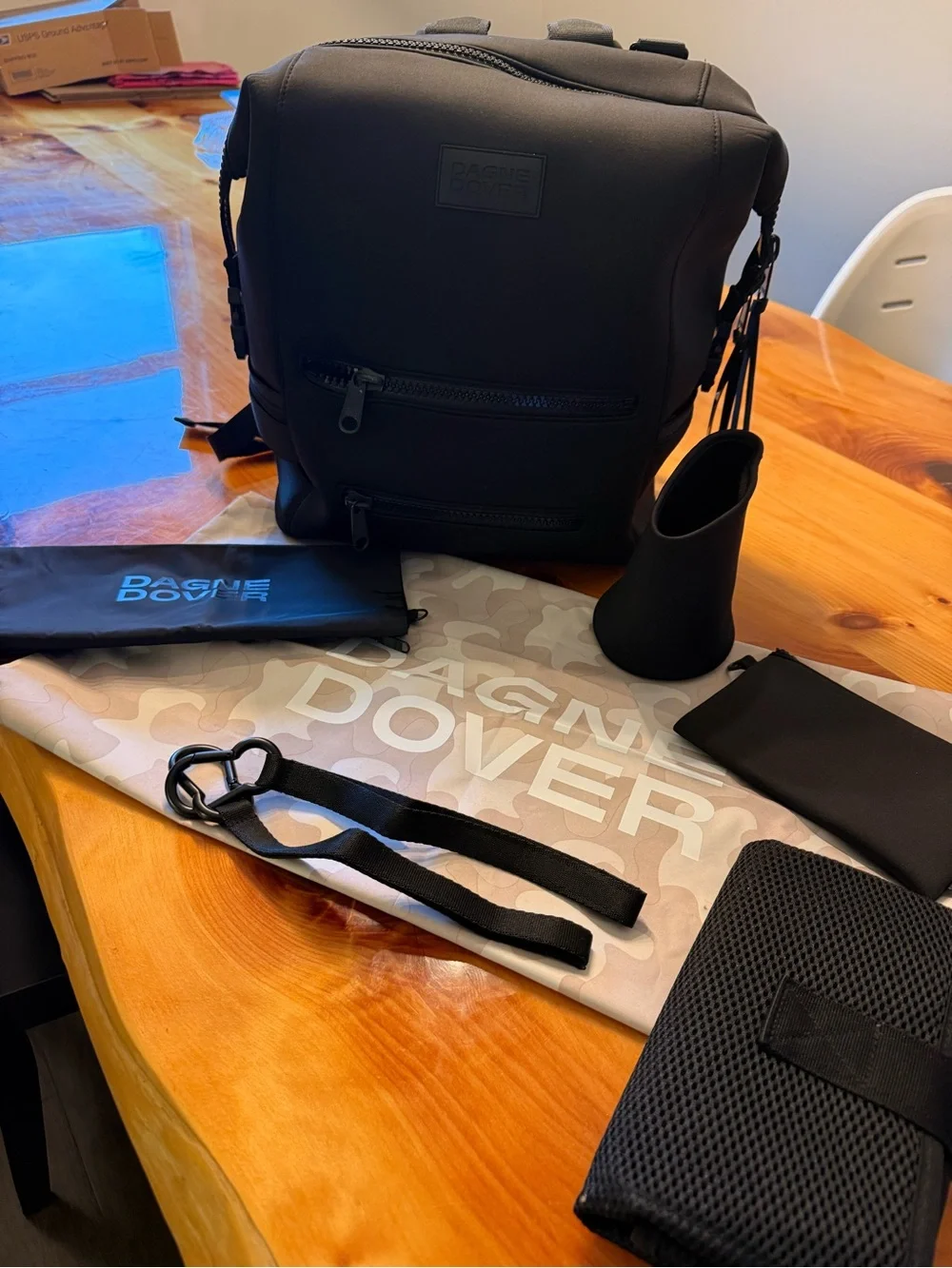 Dagne Dover Black Neoprene Baby Bag Backpack